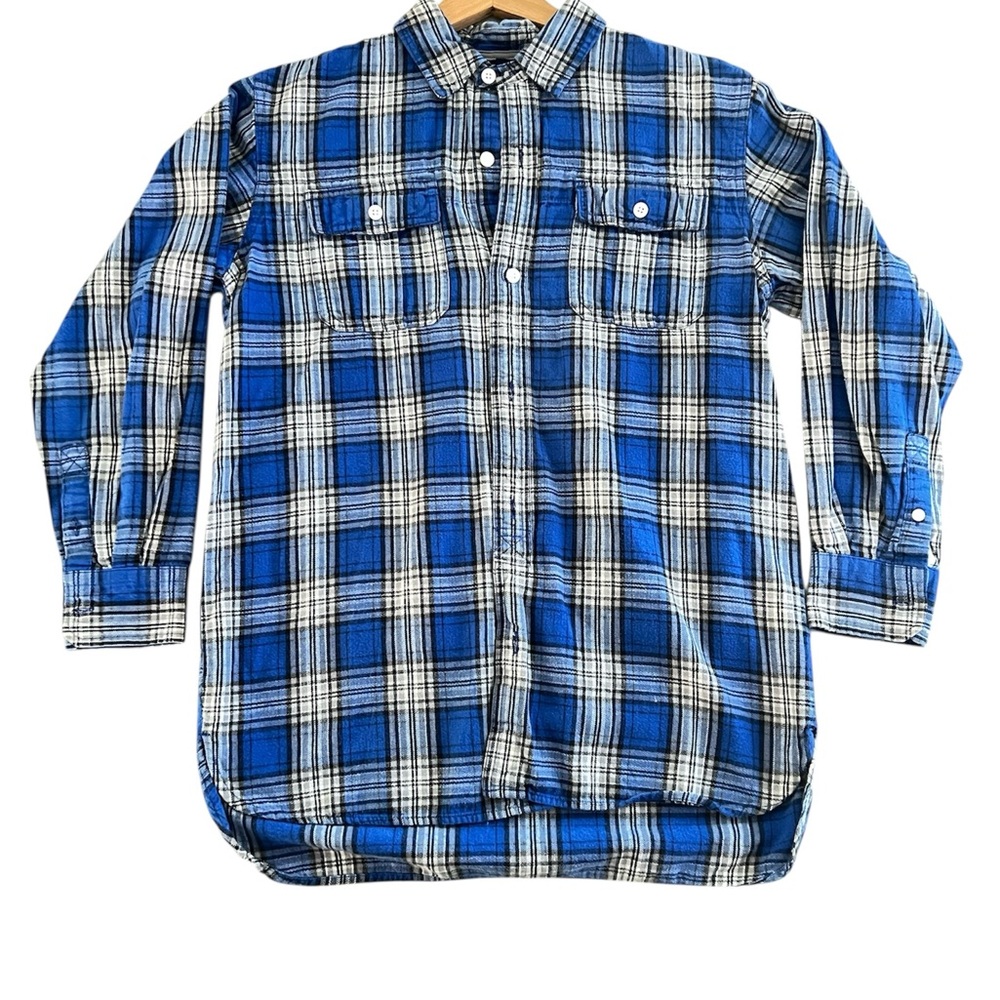 Men's Blue Plaid Button-Up Shirt